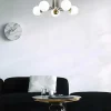 Candeeiro De Teto Em Metal Com 5 Globos De D. 80 X A. 34 Cm Cor Branco E Dourado - Daisy
