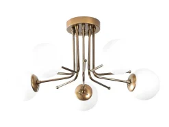 Candeeiro De Teto Em Metal Com 5 Globos De D. 80 X A. 34 Cm Cor Branco E Dourado - Daisy