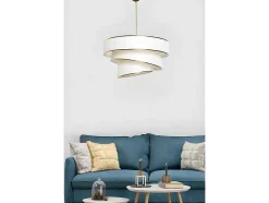 Candeeiro De Teto Em Tecido E Metal De D. 40 X A. 72 Cm Cor Creme E Dourado - Tairon