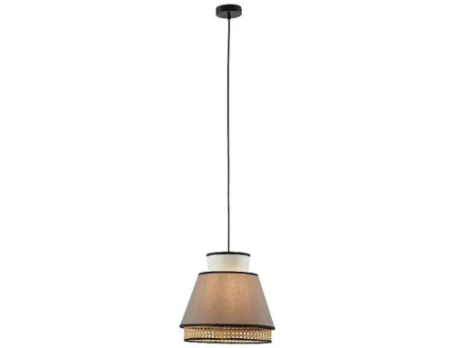 Candeeiro De Teto Escandinavo Empalhado Cor Natural E Taupe De D.35 X A.120 Cm - Klaus