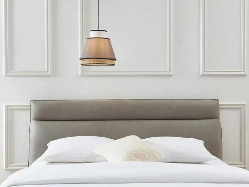 Candeeiro De Teto Escandinavo Empalhado Cor Natural E Taupe De D.35 X A.120 Cm - Klaus