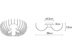 Candeeiro De Teto Filiforme Em Metal De D.36 X A.12 Cm Cor Preto - Aspendos