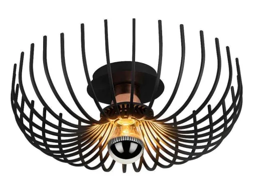 Candeeiro De Teto Filiforme Em Metal De D.36 X A.12 Cm Cor Preto - Aspendos