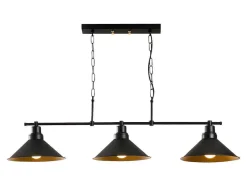Candeeiro De Teto Industrial Em Metal Com 3 Abajures De C. 108 X A. 55 Cm Cor Preto - Sivani
