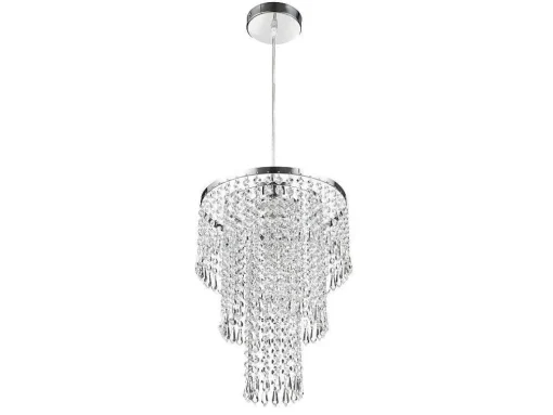 Candeeiro De Teto Metal E Vidro Efeito Cristal D30 Cm - Alberni