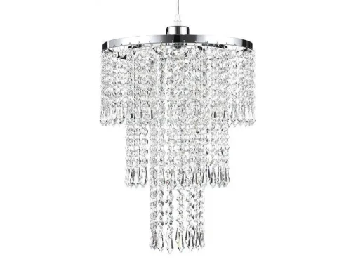 Candeeiro De Teto Metal E Vidro Efeito Cristal D30 Cm - Alberni