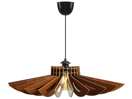 Candeeiro De Teto Perfurado Em Mdf De D. 68 X A. 50 Cm Cor Castanho Nogueira - Farita