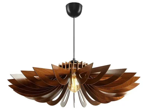 Candeeiro De Teto Perfurado Em Mdf De D. 68 X A. 50 Cm Cor Castanho Nogueira - Farita