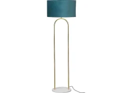 Candeeiro Estilo Art Deco Em Latao, Marmore E Veludo De A.156 X D.45 Cm Cor Azul - Nour