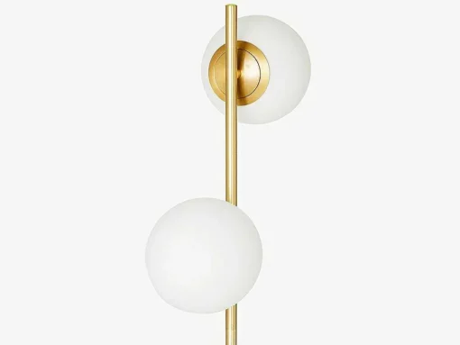 Candeeiro Estilo Vintage Orea - Base Em Terrazzo - 33X15X146 Cm - Branco E Dourado