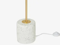 Candeeiro Estilo Vintage Orea - Base Em Terrazzo - 33X15X146 Cm - Branco E Dourado