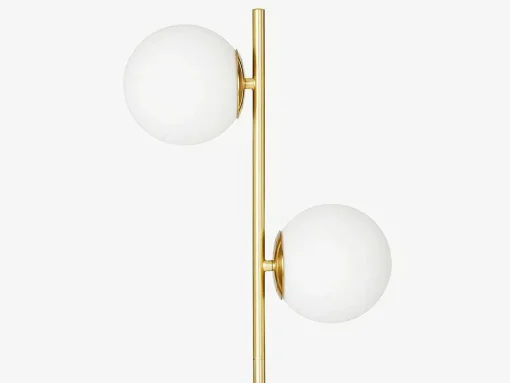 Candeeiro Estilo Vintage Orea - Base Em Terrazzo - 33X15X146 Cm - Branco E Dourado