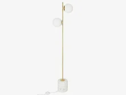 Candeeiro Estilo Vintage Orea - Base Em Terrazzo - 33X15X146 Cm - Branco E Dourado