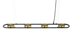 Candeeiro Suspenso Com Leds Metal E Aluminio, 4 Focos, L85 Cm Preto E Dourado - Grimbsy