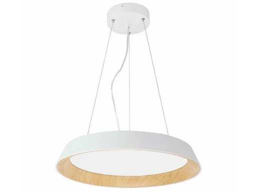 Candeeiro Suspenso Com Leds Metal E Aluminio D45 Cm Branco E Natural - Derry