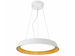 Candeeiro Suspenso Com Leds Metal E Aluminio D45 Cm Branco E Natural - Derry