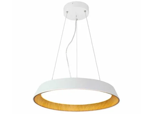 Candeeiro Suspenso Com Leds Metal E Aluminio D45 Cm Branco E Natural - Derry