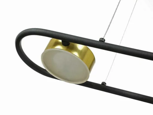 Candeeiro Suspenso Com Leds Metal E Aluminio, 4 Focos, L85 Cm Preto E Dourado - Grimbsy