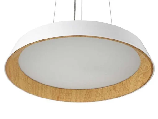 Candeeiro Suspenso Com Leds Metal E Aluminio D45 Cm Branco E Natural - Derry