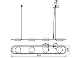 Candeeiro Suspenso Com Leds Metal E Aluminio, 4 Focos, L85 Cm Preto E Dourado - Grimbsy
