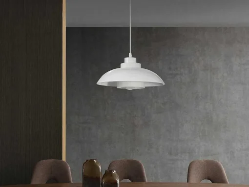 Candeeiro Suspenso Em Metal D34 X A120 Cm Branco - Briliva