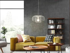 Candeeiro Suspenso Filiforme Em Metal D40 X A130 Cm Branco - Andromaque