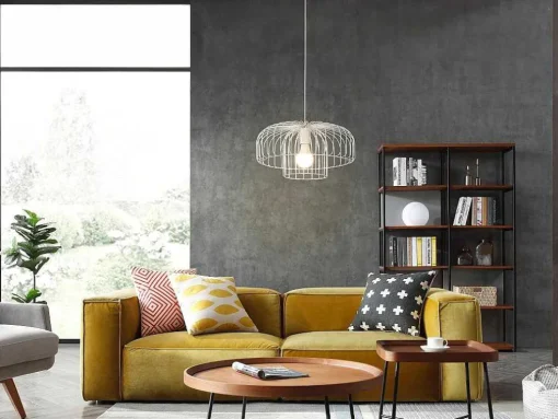 Candeeiro Suspenso Filiforme Em Metal D40 X A130 Cm Branco - Andromaque