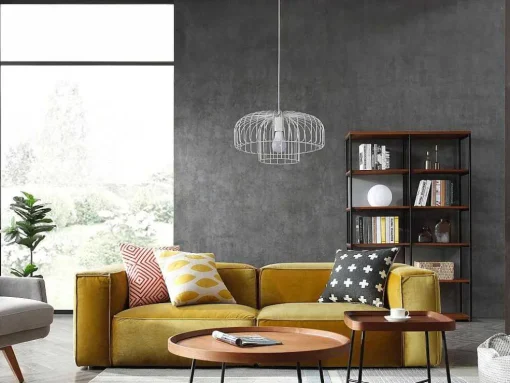 Candeeiro Suspenso Filiforme Em Metal D40 X A130 Cm Branco - Andromaque