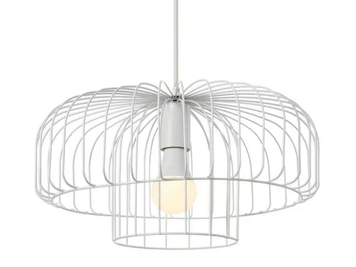 Candeeiro Suspenso Filiforme Em Metal D40 X A130 Cm Branco - Andromaque