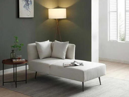 Chaise-Longue Direita Em Tecido Creme - Napasa
