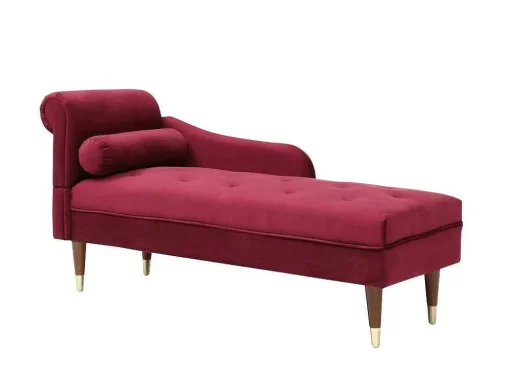 Chaise-Longue Direita Em Veludo Bordeaux - Umari