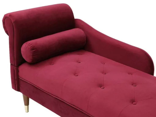 Chaise-Longue Direita Em Veludo Bordeaux - Umari