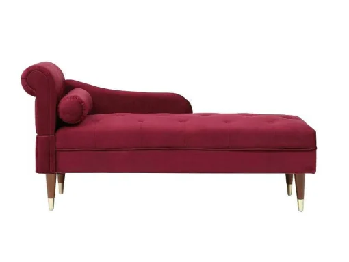 Chaise-Longue Direita Em Veludo Bordeaux - Umari