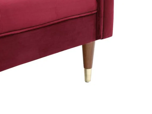 Chaise-Longue Direita Em Veludo Bordeaux - Umari