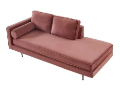 Chaise-Longue Direita Em Veludo Kahel Cor-De-Rosa Velho