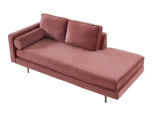 Chaise-Longue Direita Em Veludo Kahel Cor-De-Rosa Velho