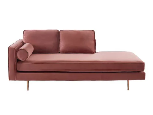 Chaise-Longue Direita Em Veludo Kahel Cor-De-Rosa Velho