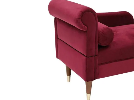 Chaise-Longue Direita Em Veludo Bordeaux - Umari