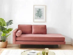 Chaise-Longue Direita Em Veludo Kahel Cor-De-Rosa Velho