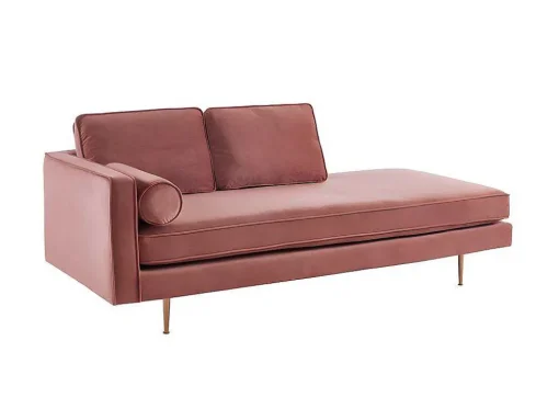 Chaise-Longue Direita Em Veludo Kahel Cor-De-Rosa Velho
