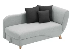 Chaise-Longue Esquerda Convertivel Em Tecido Cinza-Claro Com Espaco De Arrumação - Penelope