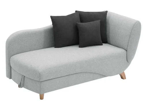 Chaise-Longue Esquerda Convertivel Em Tecido Cinza-Claro Com Espaco De Arrumação - Penelope