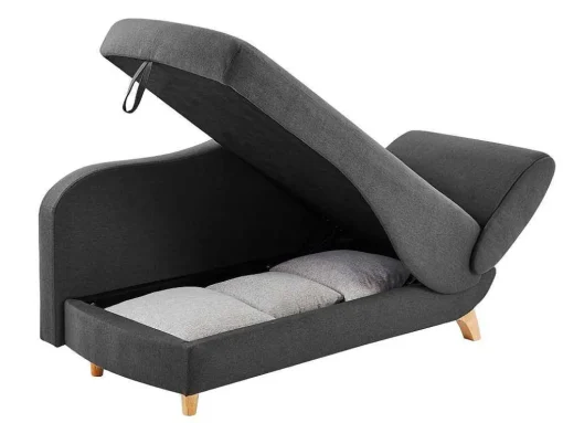 Chaise-Longue Esquerda Convertivel Em Tecido Antracite Com Espaco De Arrumação - Penelope