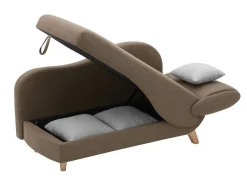 Chaise-Longue Esquerda Convertivel Em Tecido Castanho Com Espaco De Arrumação - Penelope