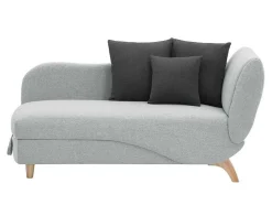 Chaise-Longue Esquerda Convertivel Em Tecido Cinza-Claro Com Espaco De Arrumação - Penelope