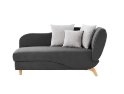 Chaise-Longue Esquerda Convertivel Em Tecido Antracite Com Espaco De Arrumação - Penelope