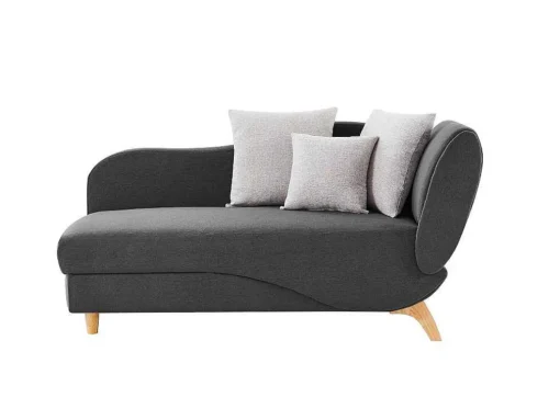 Chaise-Longue Esquerda Convertivel Em Tecido Antracite Com Espaco De Arrumação - Penelope