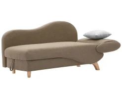Chaise-Longue Esquerda Convertivel Em Tecido Castanho Com Espaco De Arrumação - Penelope