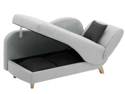 Chaise-Longue Esquerda Convertivel Em Tecido Cinza-Claro Com Espaco De Arrumação - Penelope