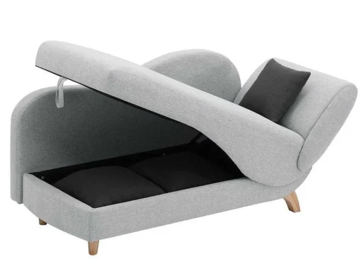 Chaise-Longue Esquerda Convertivel Em Tecido Cinza-Claro Com Espaco De Arrumação - Penelope